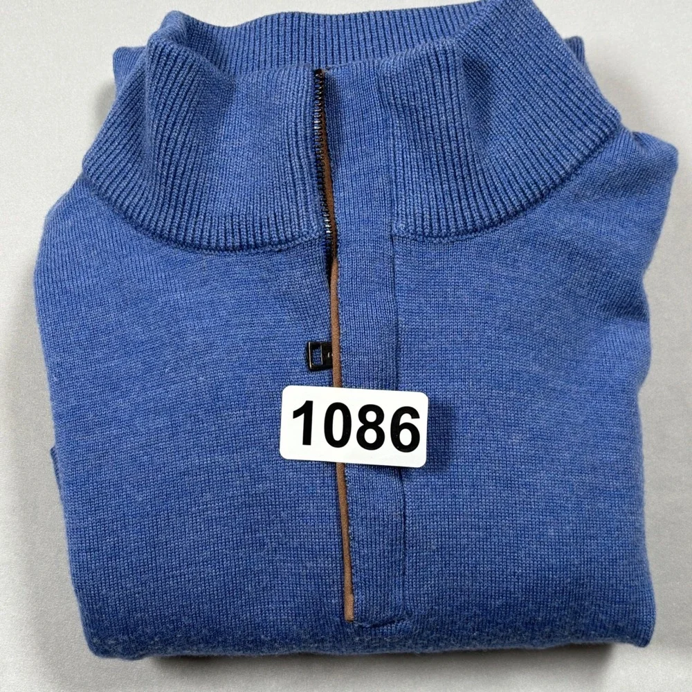 Polo Golf Ralph Lauren Pullover Mens XL Blue 100% Merino Wool 1/4 Zip Sweater